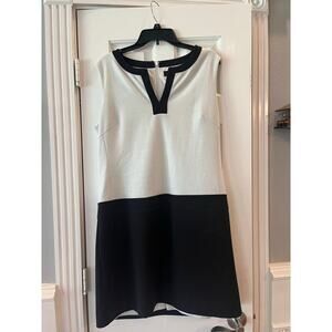 Tahari Arthur S Levine Black White Dress A-Line Women 14 Wedding Event Career